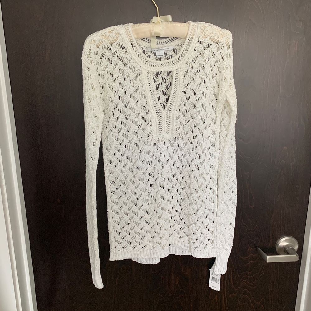 DVF NWT White Open Knit Sweater